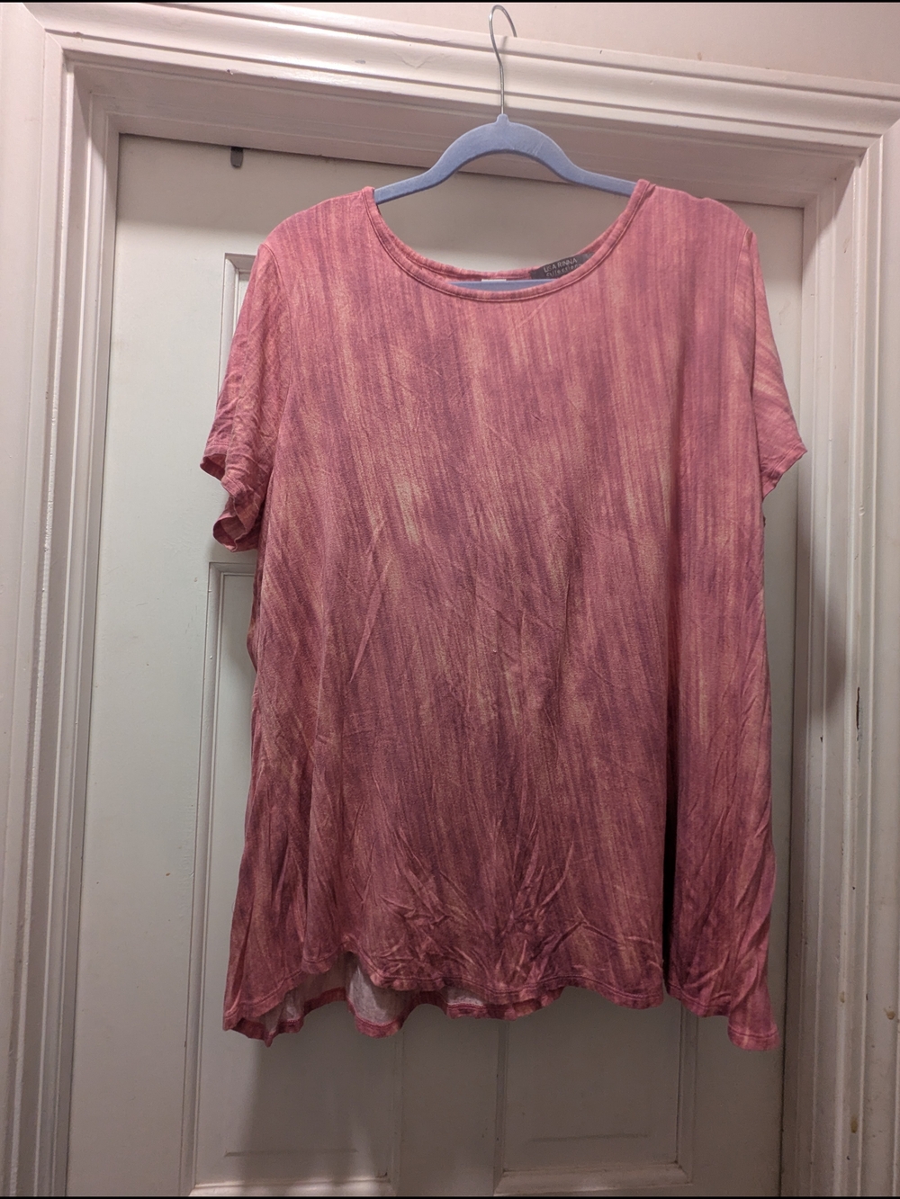 Lisa Rinna Collection Rose-Tone Short Sleeve Tie-Dye Tee